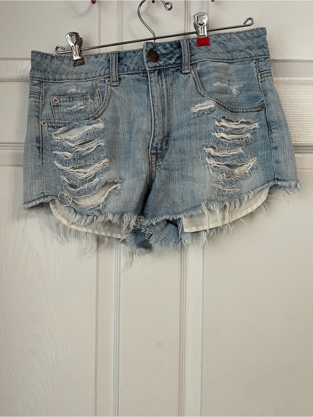 American Eagle Outfitters Light Blue Distressed Denim Cutoff Shorts